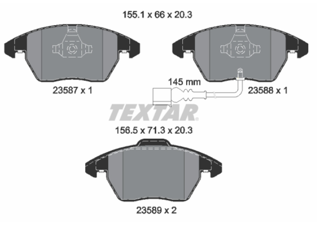 Zavorne ploščice TEXTAR 2358701 spredaj Audi A1, A3, Golf 5, Golf 6, Passat B6, B7, Octavia 2