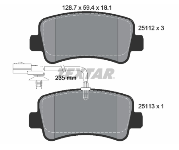 Zavorne ploščice TEXTAR 2511201 zadaj Renault Master 3, Nissan NV4000, Opel Movano B