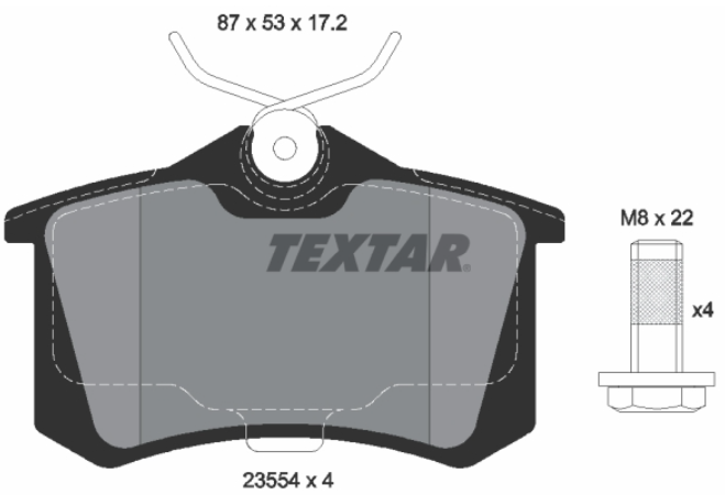Zavorne ploščice TEXTAR 2355402 zadaj Audi A1, Golf 4, Golf 5, Passat B5, Taigo, T-Cross, Yeti, Scala
