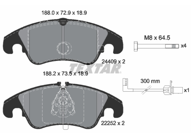 Zavorne ploščice TEXTAR 2440903 spredaj Audi A6, A7, Q5
