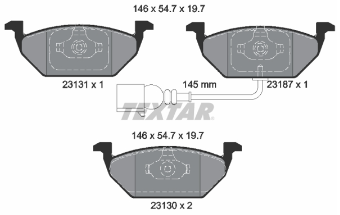 Zavorne ploščice TEXTAR 2313101 spredaj Audi A2, A3, Golf 4, Golf 5, Golf 6, Škoda Octavia 1
