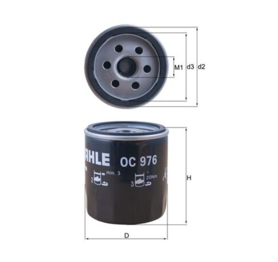 Filter olja Mahle OC976 Fiat, Peugeot, Citroen