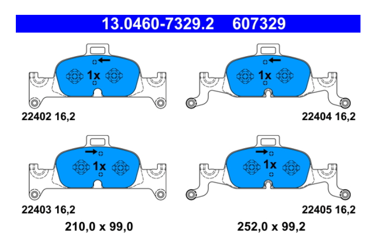Zavorne ploščice ATE 13.0460-7329.2 spredaj Audi A4, A5, A6, A7, Q5