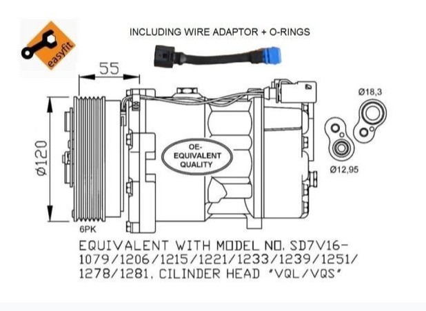 Kompresor klime NRF 32064 Audi A3, TT, VW Caddy 2, Caddy 3, Golf 4, Polo 3, Sharan, Transporter T5, Ford Galaxy 1, Seat Alhambra, Cordoba, Škoda Octavia 1