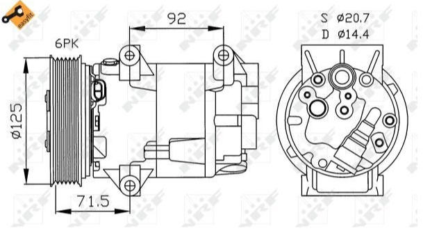 Kompresor klime NRF 32208 Renault Megane 1, Megane 2, Scenic 2, Nissan Almera 2