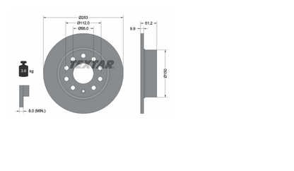 Zavorni diski TEXTAR 92120903 zadnji 253mm Audi A3, Golf 5, Golf 6, Octavia 2 in 3