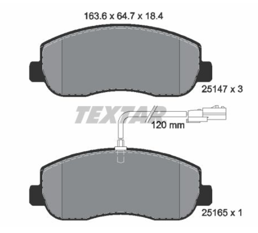 Zavorne ploščice TEXTAR 2514701 spredaj Renault Master 3, Nissan NV4000, Nissan Interstar, Opel Movano B