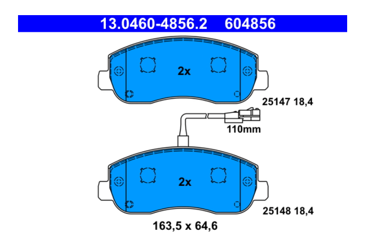 Zavorne ploščice ATE 13.0460-4856.2 spredaj Renault Master 3, Nissan NV4000, Nissan Interstar, Opel Movano B